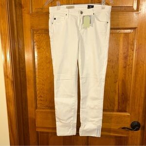 A.G. Women’s The Stevie Slim Straight Cuff White Jeans Sz 27-NWTS